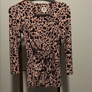 Anne Klein Animal Print Blouse - Dark brown and Tan